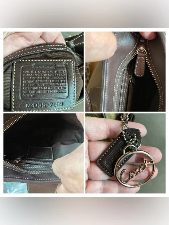 Vintage Coach Hampton Hobo Bag, Camel Suede, Brown Leather Trim, Style 7589 - Picture 7 of 16